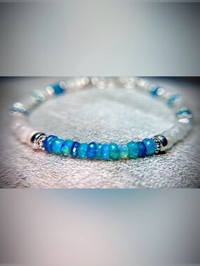 Moonstone Pariba Blue Welo Opal Bracelet in Sterling Silver